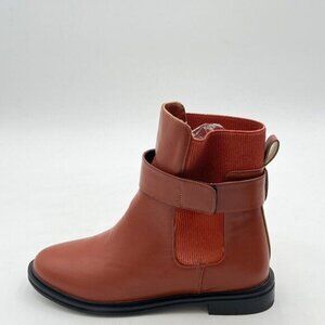 Brown Women Round Toe Chunky Low Heel Pull On Ankle Booties Elegant Ladies Boots